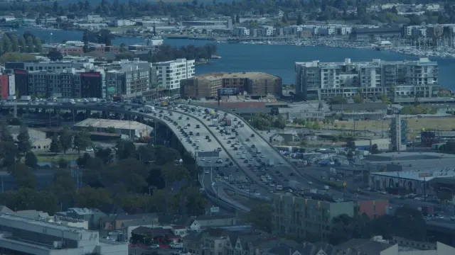 Aerial Time-lapse: I-880 Freeway Traffic, Oakland, California
