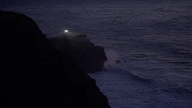Point Bonita Lighthouse at Night: Sausalito Sea Cliff Waves