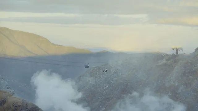 Hakone Ropeway Over Owakudani's Volcanic Valley, Japan