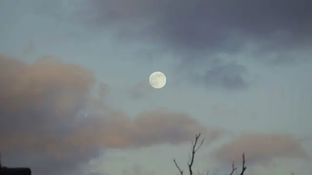 Full Moon Over Owakudani, Hakone Japan - Winter Evening Sky