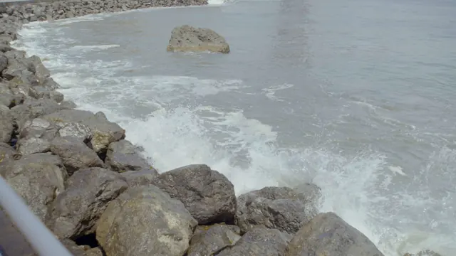 Golden Gate Beach Riprap: Waves Against Rocky Shore, San Francisco