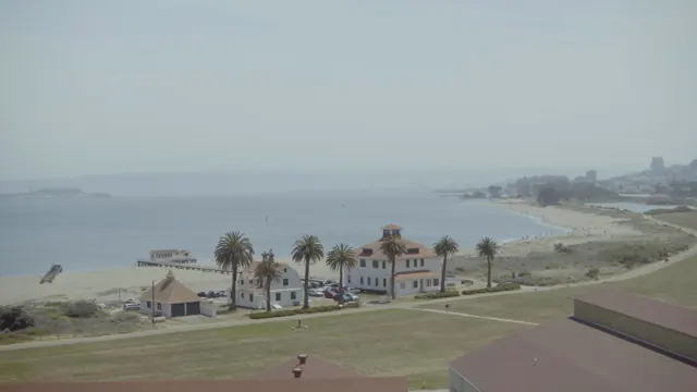 Golden Gate Beach Panorama: Historic Buildings, Alcatraz, San Francisco Bay